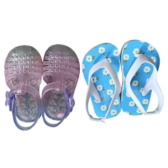 Old Navy Cat & Jack BUNDLE Baby Girls Summer Sandals Flip Flops. Size Infant 5. - Picture 2 of 7